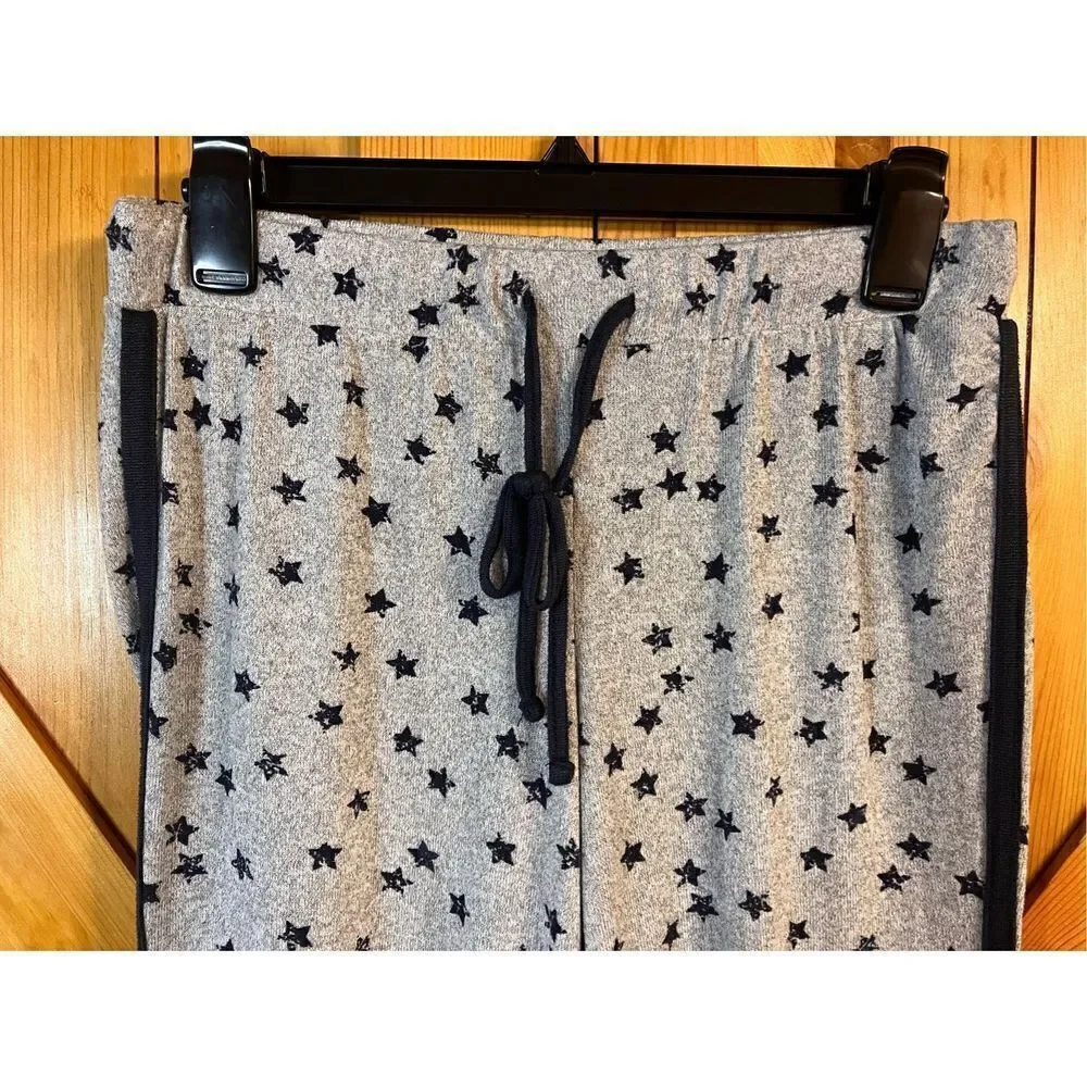 Lucky Brand Pajama Pants Womens XS Gray Blue Stars Elastic Waist Drawstring (220